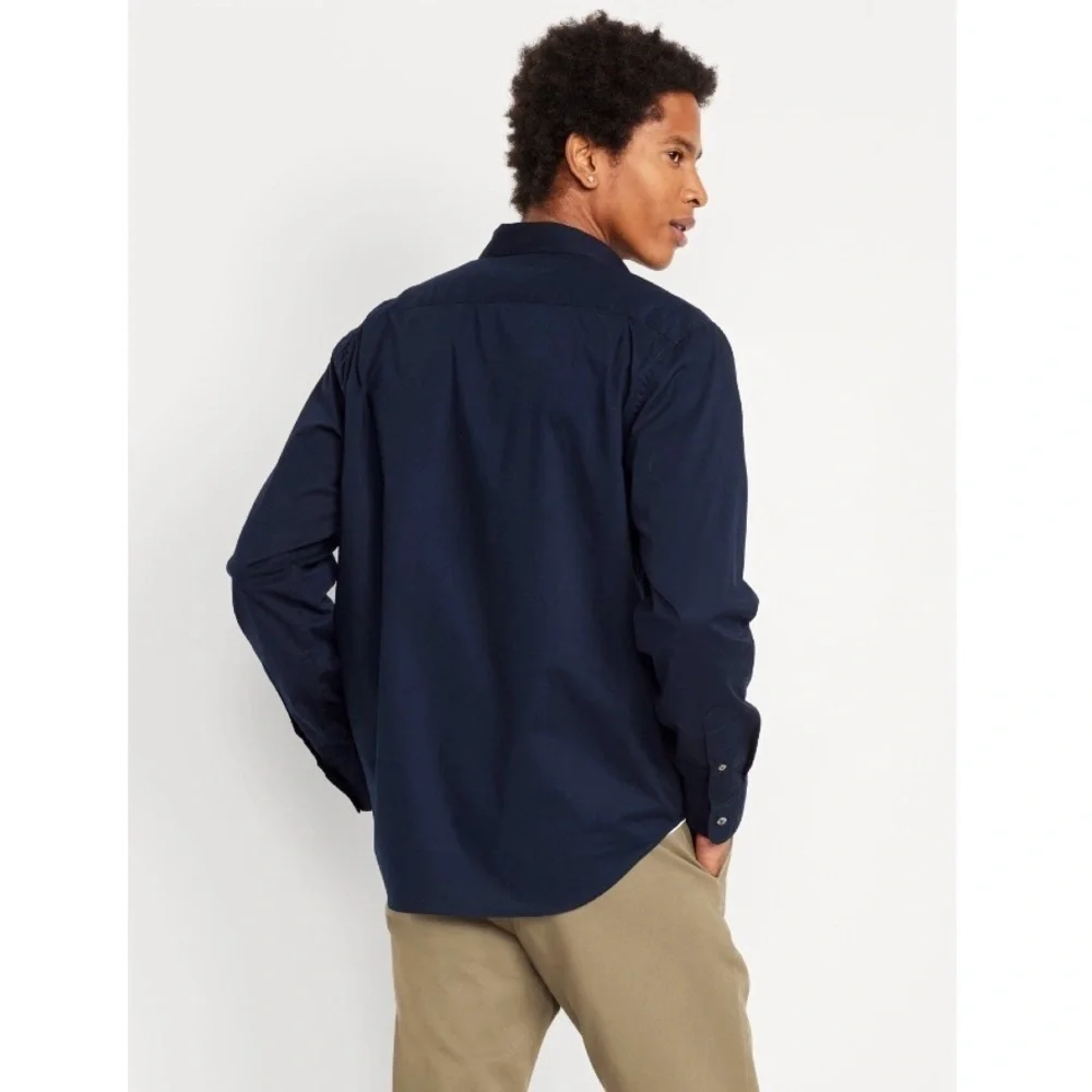 OLD NAVY Everyday Shirt Long Sleeve Regular Fit Top Button Down Navy Men's M - Picture 6 of 13